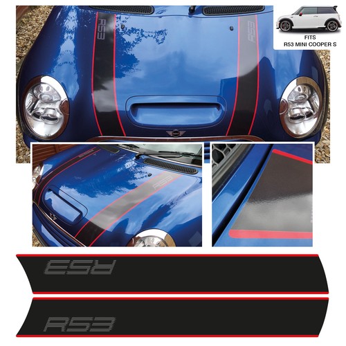 R53 black bonnet stripes - r53,