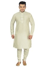 Men Raw Silk Plain Kurta