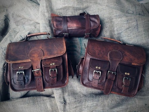 Brown leather motorcycle - leather,