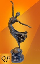 BRONZE FIGURINE ART DECO DANCER YVETTE SCULPTURE STATUE GIRL BALLERINA FIGURE