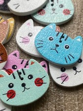 Cat Wooden Buttons Children