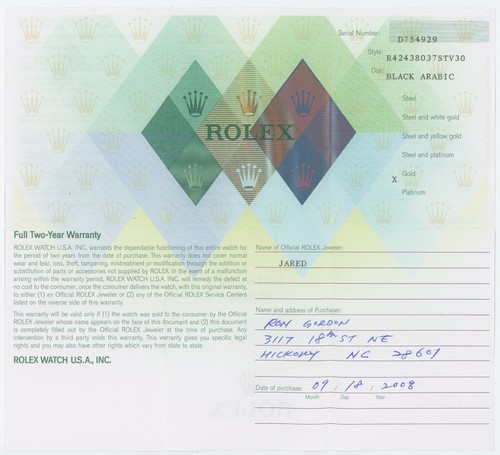 Rolex cellini warranty - rolex,