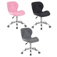 Cushioned Computer Desk Office Chair Chrome Legs Swivel Adjustable Vanity Stool