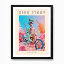 Pastel Toy Dinosaur On A Moped
