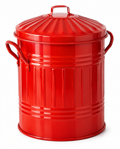 13l red metal dust bin - 13l,
