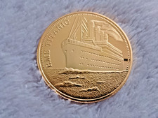 R.M.S. TITANIC  GOLD PLATED COMMEMORATIVE COIN  [ UNCIRCULATED ]