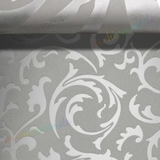Silver Grey Damask Wallpaper
