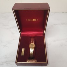 Seiko Quartz Gold Tone Ladies Working Manual Wind-up Watch Japan SGP 930243