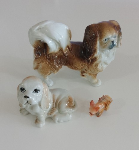 Ceramic spaniel and pekinese - ceramic,