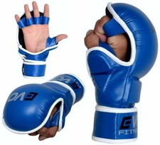 EVO Leather MMA Gloves Boxing Combat Training Grappling Quick Wrap Cage Fighting
