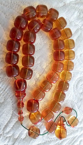 Amber bakelite tasbih - amber, سبحة
