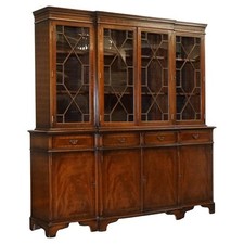 STUNNING GEORGIAN STYLE BREAKFRONT FOUR DOOR DISPLAY CABiNET BOOKCASE
