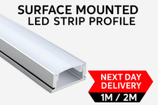 1M & 2M LED Profile Aluminium Channel Surface Mounted Strip Light Cover Media