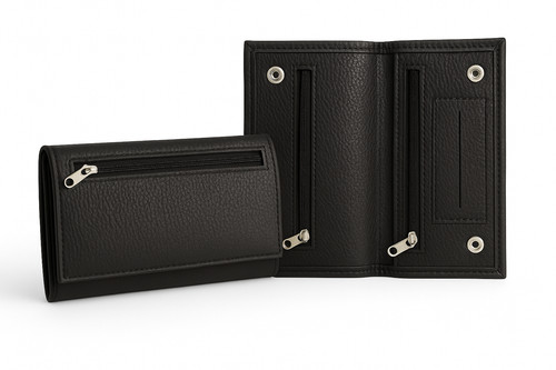 Black leather tobacco pouch - leather,