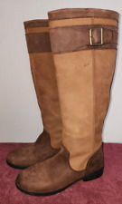 Dublin Estuary Tall Boots Two Tone Brown Tan Nubuck Leather Women’s US Size 9.5