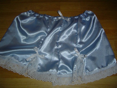Baby blue satin - blue, lace
