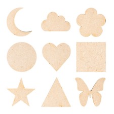 MDF Craft Shapes Wooden Hearts Stars Butterfly Various Quantity & Sizes Value pk