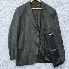 Aquascutum Mens Blazer 48R Grey Herringbone Wool Suit Jacket Classic Fit