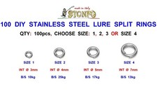 100 STONFO DIY STAINLESS STEEL LURE SPLIT RINGS FLYING C'S SPINNERS MEPPS SPOONS