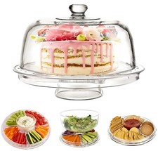 6-in-1 Cake Stand & Dome Modern Multi-Functional Design & Salad Bowl Plastic