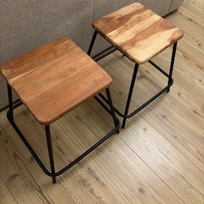 2 Industrial Style Square Wood