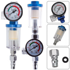  Mini Air Pressure Regulator Gauge Spray Gun & In-Line Water Trap Air Filter UK