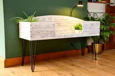 4ft Open Top Tortoise Table with Glass Window on Hairpin Legs