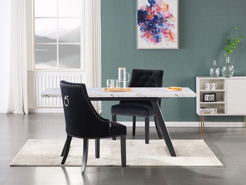 Black velvet dining chairs - black,