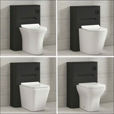 550mm BTW WC Toilet Concealed Cistern Rimless Pan Soft Close Seat Matt Black