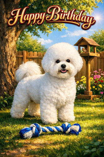 Bichon frise birthday card - bichon,