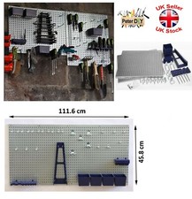 TOOL BOARD WALL Mounted METAL Panels Pegboard 111x45cm 34pcs Garage Shed Storage