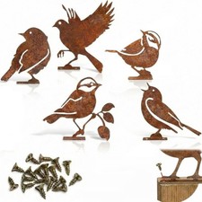 5Pcs Rusty Metal Bird Garden