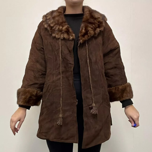 100 vintage brown sheepskin - 100%,
