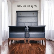 Stag Minstrel Bedroom Set Navy Blue Chest Of Drawers Bedside Tables
