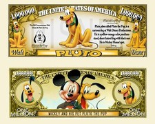 PLUTO! Walt Disney Cartoon MICKEY MOUSE COLLECTION $1 MILLION BANKNOTE
