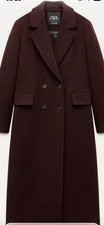 ZARA BURGUNDY WOOL COAT  SIZE