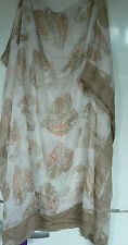 Lola Rose Feather Heart Print Viscose Soft Scarf taupe new & tags