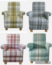 Children's Tartan Check Armchairs Checked Fabric Chairs Kids Boy Girls Seat New