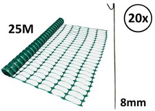 25 Metres Safety Mesh Barrier Fence + 20 x Fencing Pins Safety Net Garden