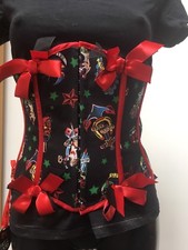 Hell Bunny Black Rocka Tattoo Print Underbust Corset 