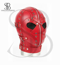 Red Leather Bondage Hood Mask