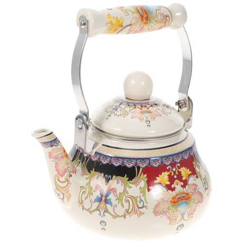 Small tea pot floral enamel - tea,