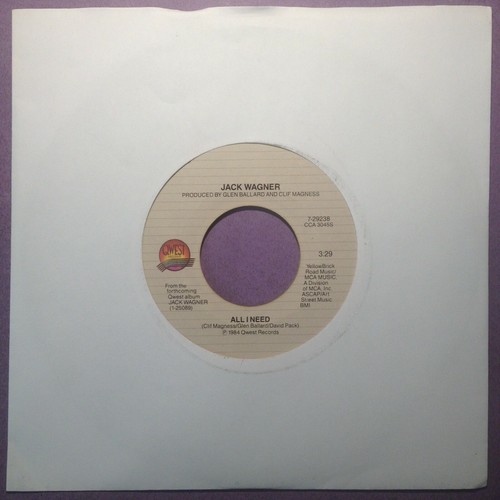 Jack wagner all need - jack, (7"