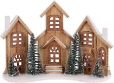 LED Wooden Christmas House with Tree Snow Covered Light Up Village House