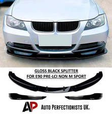 BMW 3 Series NON M Sport E90 E91 PRE-LCI Gloss Black Front Splitter Spoiler 4-8
