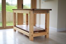 Handcrafted Butchers Block Table - Solid Iroko & Norwegian Pine
