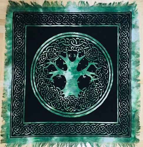 Green celtic tree - green, cloth