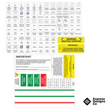 Consumer Unit Fuse Board Label Stickers –Fusebox, Chint, Wylex, BG, MK Universal