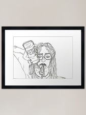 Eating a Hotdog Framed Art