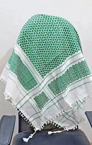 Green white arab shemagh - white,